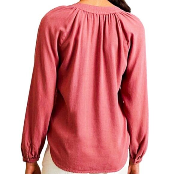 NWT Anthropologie Cloth & Stone Wine TENCEL Lyocell Blouse L Boho Fall Top - Picture 7 of 11